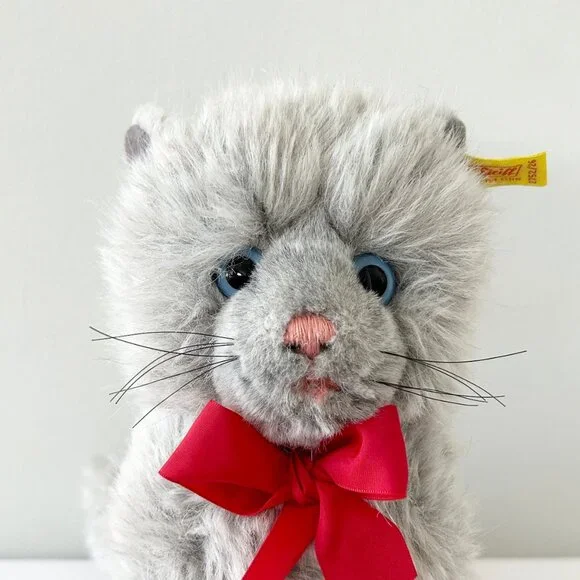 STEIFF Persian Cat Plush Minka Blue Eyes 10” Gray Stuffed Toy Ear Tag W Germany